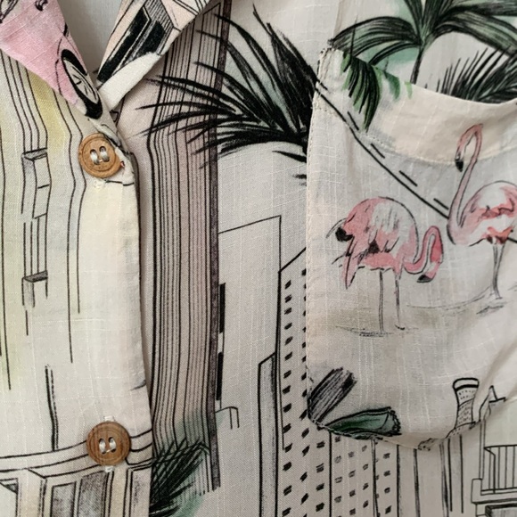 ZARA HAWAIIAN STYLE BUTTON DOWN SHORT SLEEVE TOP - Picture 5 of 11